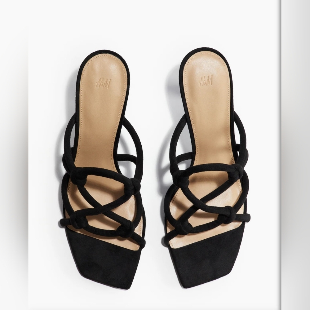 H&M Strappy Heeled Sandals in Black Women's Size 7
